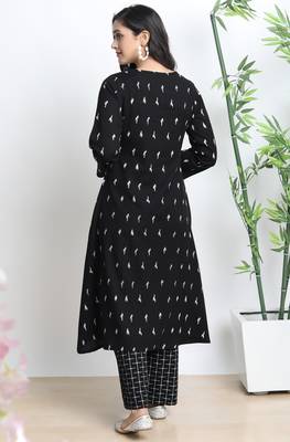 Janasya Black abstract print cotton salwar 4