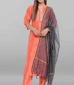 Peach plain faux silk salwar