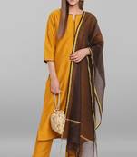 Mustard sequins faux silk salwar