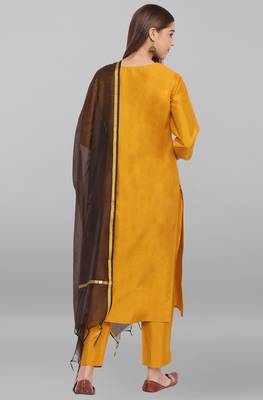 Mustard sequins faux silk salwar 4