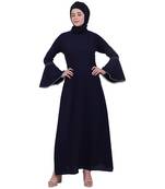 Casual A-line abaya with bell sleeves- Navy Blue