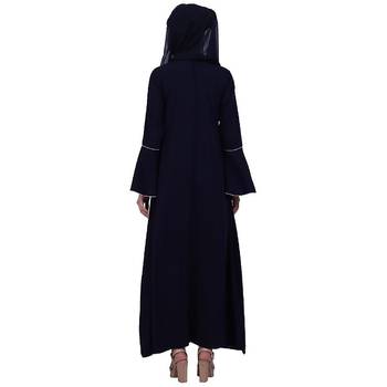 Casual A-line abaya with bell sleeves- Navy Blue 4