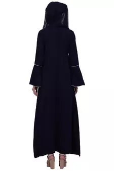 Casual A-line abaya with bell sleeves- Navy Blue