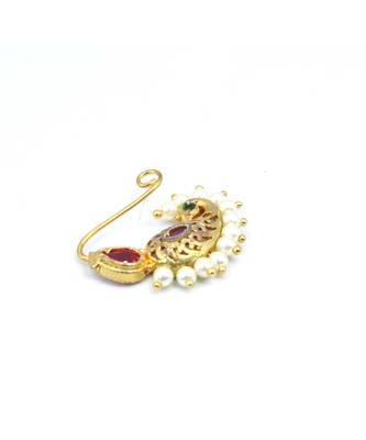 Maharashtrian Traditional Peacock Nath Nose Ring for Women & Girls 3