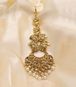 Gold Plated Kundan Designer maang Tikka