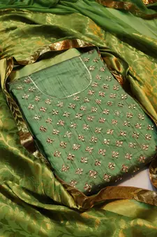Olive stone cotton silk salwar