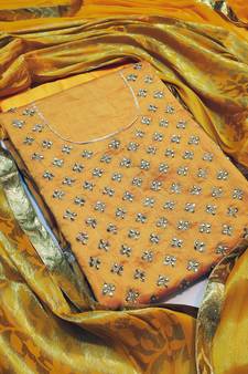 Mustard stone cotton silk salwar