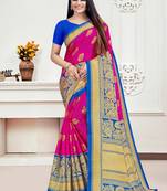   pink printed silk saree with blouse
