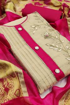 Light-Yellow Gotta Patti Chanderi Salwar