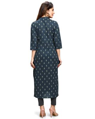 Navy-blue printed cotton ethnic-kurtis 3