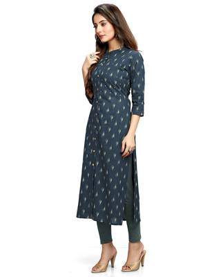 Navy-blue printed cotton ethnic-kurtis 5