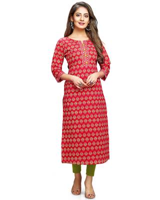 Magenta printed cotton ethnic-kurtis 2