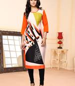 Beige printed crepe ethnic-kurtis