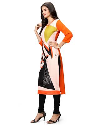 Beige printed crepe ethnic-kurtis 4