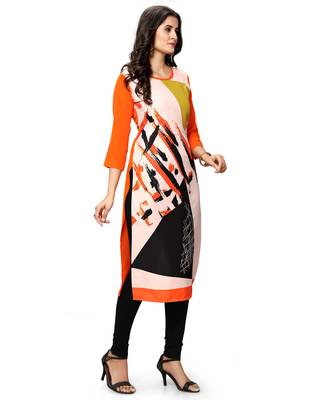 Beige printed crepe ethnic-kurtis 5