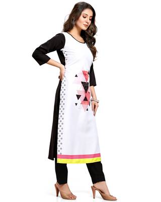 White printed crepe ethnic-kurtis 4