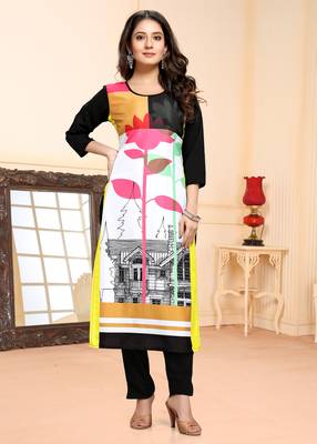 White printed crepe ethnic-kurtis 1