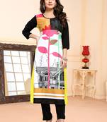 White printed crepe ethnic-kurtis