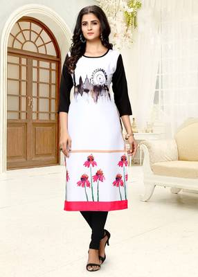 White printed crepe ethnic-kurtis 1
