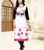 White printed crepe ethnic-kurtis