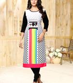 White printed crepe ethnic-kurtis