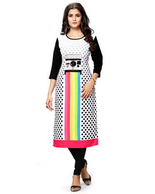 White printed crepe ethnic-kurtis 2