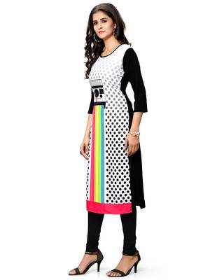 White printed crepe ethnic-kurtis 4