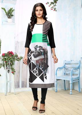 Green printed crepe ethnic-kurtis 1