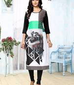 Green printed crepe ethnic-kurtis