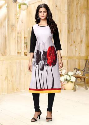 Grey printed crepe ethnic-kurtis 1
