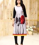 Grey printed crepe ethnic-kurtis