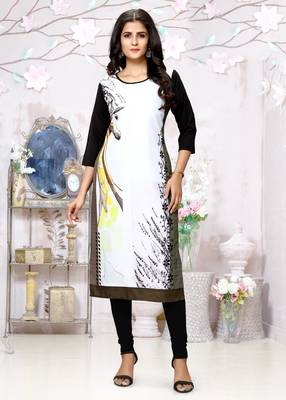 White printed crepe ethnic-kurtis 1