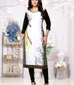 White printed crepe ethnic-kurtis