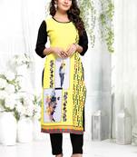 Yellow printed crepe ethnic-kurtis