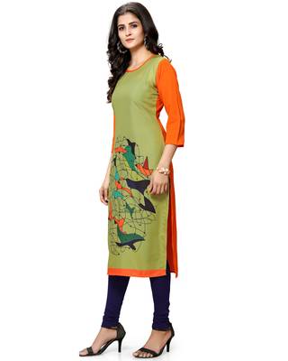 Green printed crepe ethnic-kurtis 4