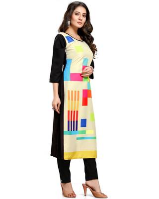 Beige printed crepe ethnic-kurtis 4