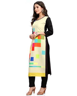 Beige printed crepe ethnic-kurtis 5