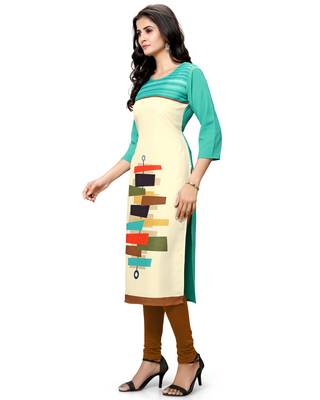 Beige printed crepe ethnic-kurtis 4