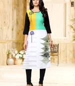 Green printed crepe ethnic-kurtis