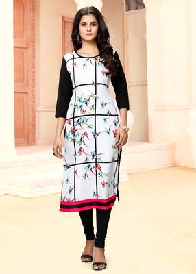 White printed crepe ethnic-kurtis 1