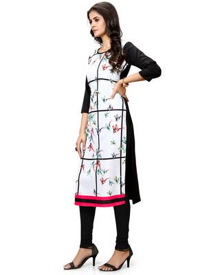White printed crepe ethnic-kurtis 4
