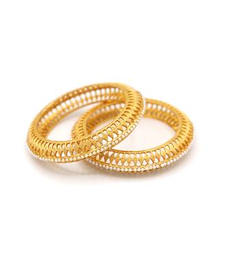 Gold Plated Pearl Bangles Set Of 2 4