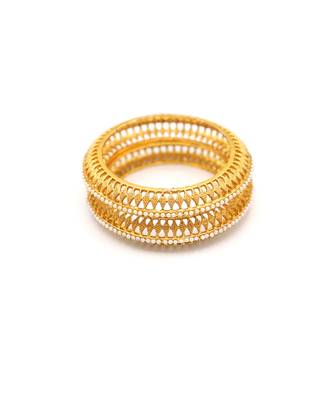 Gold Plated Pearl Bangles Set Of 2 6