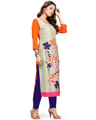 Beige printed crepe ethnic-kurtis 4