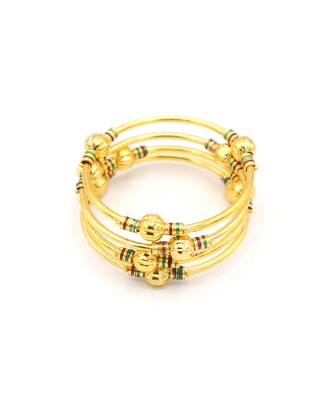 Set Of Four Bangles In Gold Color 6