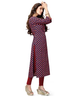 Navy-blue printed cotton ethnic-kurtis 4