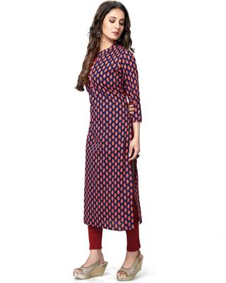 Navy-blue printed cotton ethnic-kurtis 5