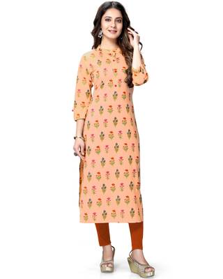 Peach printed cotton ethnic-kurtis 2