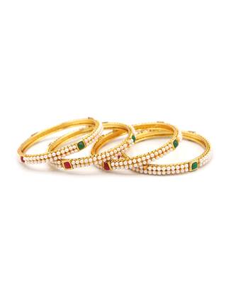 White Pearls Bangles Of 4 7