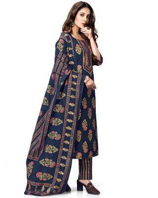 Navy-blue printed cotton ethnic-kurtis 4